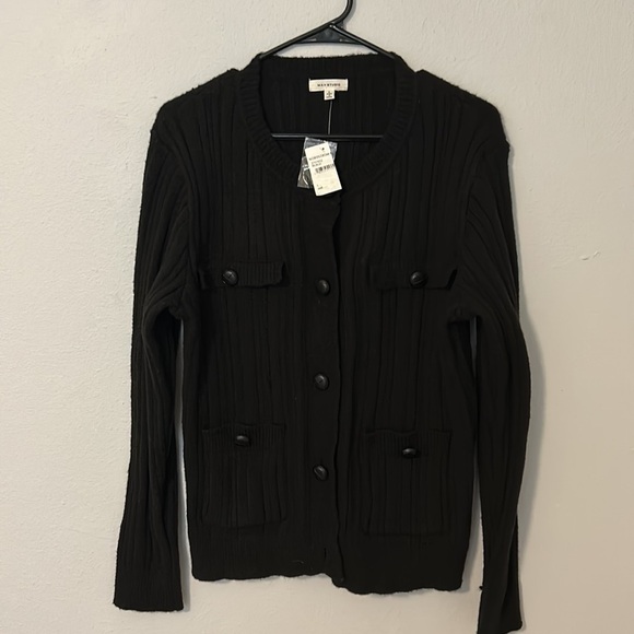 NWT Max Studio Pullover Cardigan sweater, black, women’s size Large. - Picture 1 of 5